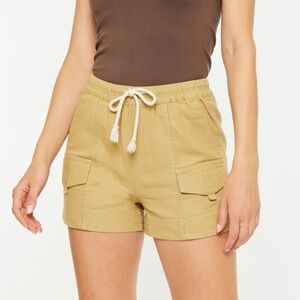 KanCan Zahara High Rise Cargo Shorts Women’s XL Mustard Cotton KC2046MT